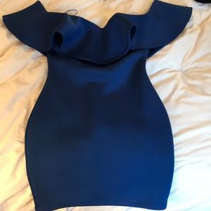 Gorgeous electric blue off the shoulder mini